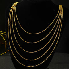 DGIDDK Gold Square Pearl Chain Necklace Stainless Steel Never Fade Waterproof Necklace Men and Women Fashion Jewelry Daily Wear