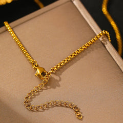 DGIDDK Gold Square Pearl Chain Necklace Stainless Steel Never Fade Waterproof Necklace Men and Women Fashion Jewelry Daily Wear