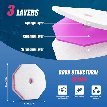 50PCS Toilet Bowl Wand Refills，3-Layer Bathroom Cleaning, Easy Snap-On Toilet Cleaning，Disposable Toilet Cleaner Filling Pad，Cherry Blossom Fragrance