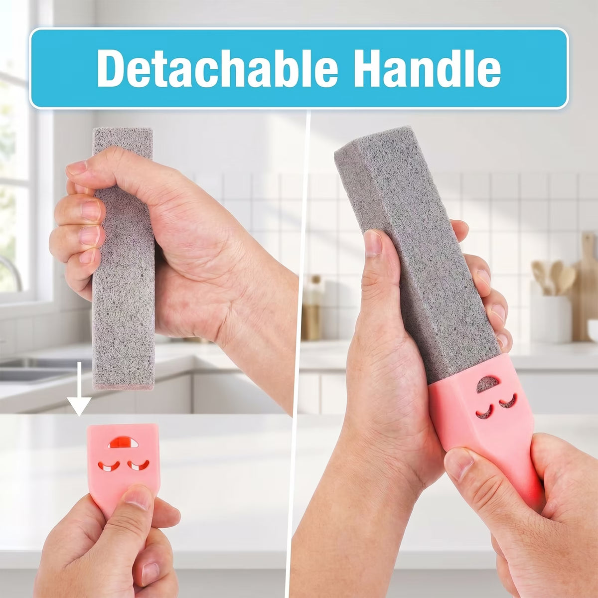 34 Pack Pumice Stone Toilet Cleaner with 3 Handles, Scouring Sticks for Toilets, Sinks, Grills, Hard Water Rings & Rust