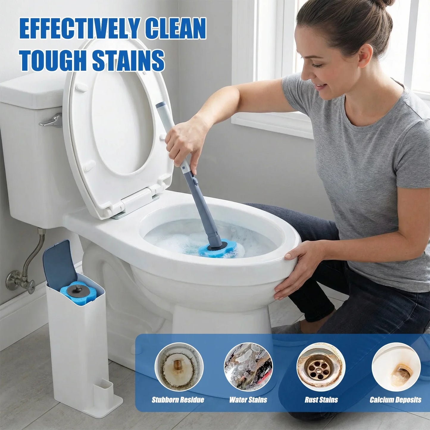 Toilet Bowl Wand Kit with 8 Refill Heads