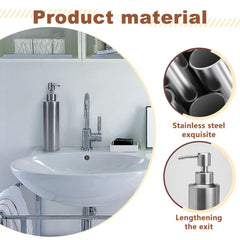 Soap dispenser, 12oz Stainless Steeel Refillable, Rustproof & Leakproof, Brushed Metal Lotion/Shampoo Bottle for Kitchen & Bathroom , Send Goods from Local Warehouse
