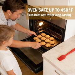 Baking Sheet Pan Set of 3, Nonstick Rectangle Cake Baking Sheet for Oven, Small, Medium & Large Baking Sheet Pans, Baking Pan for Cake Brownie Cookie, Rust & Warp Resistant, Easy Clean