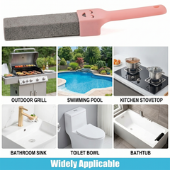 34 Pack Pumice Stone Toilet Cleaner with 3 Handles, Scouring Sticks for Toilets, Sinks, Grills, Hard Water Rings & Rust