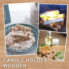 2Pcs Handmade Wooden Tea Light Candle Holder with Glass Cup, Rustic Country Coastal Style for Farmhouse, Home Decoration, Seaside Decor, Holiday Wedding – Send Goods from Local Warehouse