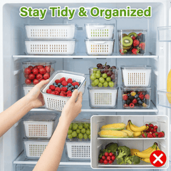 10 Pcs Fruit Storage Containers for Fridge with Removable Colanders, Leakproof Produce Containers with Lids for Salad Berry Lettuce Vegetables Meat Fresh longer