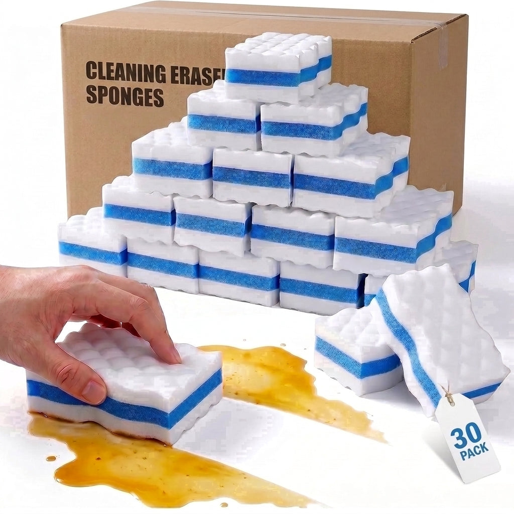 30 Pack Magic Cleaning Eraser Sponges, Extra Thick 3X Density Melamine Foam Cleaning Pads for Kitchen, Bathroom and Walls
